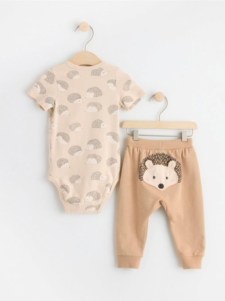 Baby Lindex  | Saet Med Sla-Om Body Og Leggings Beige (Light Beige)